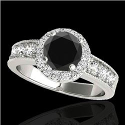 1.85 ctw Certified VS Black Diamond Solitaire Halo Ring 10k White Gold - REF-74K5Y