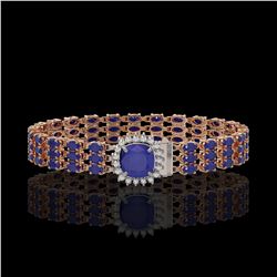 31.91 ctw Sapphire & Diamond Bracelet 14K Rose Gold - REF-289H3R