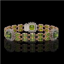 18.93 ctw Tourmaline & Diamond Bracelet 14K Rose Gold - REF-314N8F