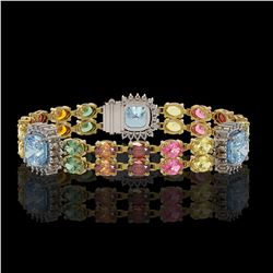 20.67 ctw Sapphire & Diamond Bracelet 14K Yellow Gold - REF-289G5W