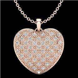 1.0 ctw Micro Pave VS/SI Diamond Heart Necklace 14k Rose Gold - REF-87X3A