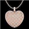 Image 1 : 1.0 ctw Micro Pave VS/SI Diamond Heart Necklace 14k Rose Gold - REF-87X3A
