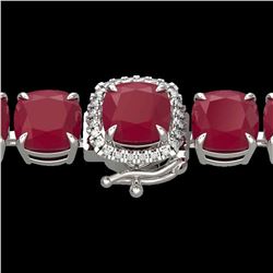 46 ctw Ruby & Micro Pave VS/SI Diamond Bracelet 14k White Gold - REF-345R5K