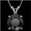Image 1 : 2.50 ctw Fancy Black Diamond Solitaire Necklace 10k White Gold - REF-60H3R