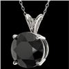 Image 2 : 2.50 ctw Fancy Black Diamond Solitaire Necklace 10k White Gold - REF-60H3R