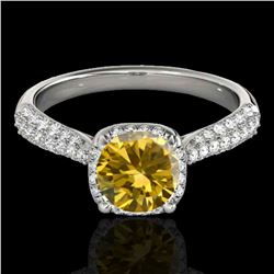 1.50 ctw Certified SI/I Fancy Intense Yellow Diamond Ring 10k White Gold - REF-204W5H