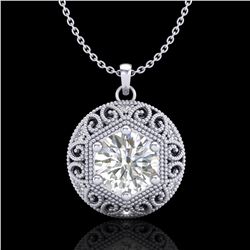 1.11 ctw VS/SI Diamond Solitaire Art Deco Stud Necklace 18k White Gold - REF-285X2A