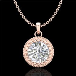 1 ctw VS/SI Diamond Solitaire Art Deco Necklace 18k Rose Gold - REF-292F5M