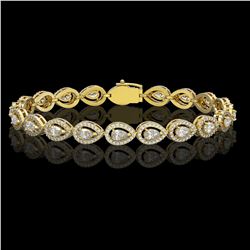 7.29 ctw Pear Cut Diamond Micro Pave Bracelet 18K Yellow Gold - REF-633R8K