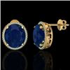 Image 2 : 25 ctw Sapphire & Micro Pave VS/SI Diamond Earrings 18k Yellow Gold - REF-200M2G