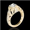 Image 2 : 1.25 ctw Certified Diamond Solitaire Antique Ring 10k Yellow Gold - REF-184N3F
