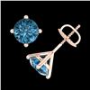 Image 3 : 2 ctw Fancy Intense Blue Diamond Art Deco Earrings 18k Rose Gold - REF-231X8A