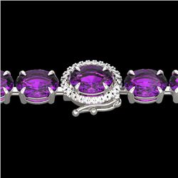 29 ctw Amethyst & VS/SI Diamond Micro Pave Bracelet 14k White Gold - REF-117G3W