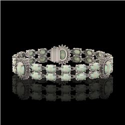 14.39 ctw Opal & Diamond Bracelet 14K White Gold - REF-254M4G