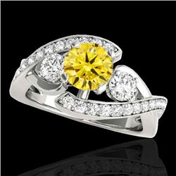 2.01 ctw Certified SI Intense Yellow Diamond Bypass Ring 10k White Gold - REF-300X2A