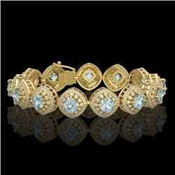 32.95 ctw Aquamarine & Diamond Victorian Bracelet 14K Yellow Gold - REF-982X2A
