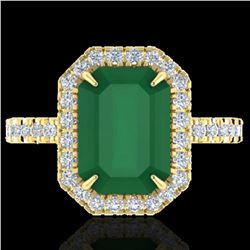 5.33 ctw Emerald & Micro Pave VS/SI Diamond Ring 18k Yellow Gold - REF-87A6N