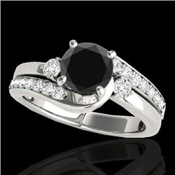 1.5 ctw Certified VS Black Diamond Bypass Solitaire Ring 10k White Gold - REF-55Y8X