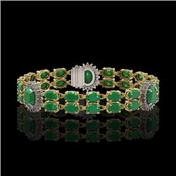 20.99 ctw Emerald & Diamond Bracelet 14K Yellow Gold - REF-263A6N