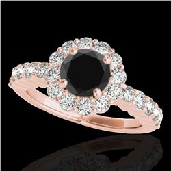 1.75 ctw Certified VS Black Diamond Solitaire Halo Ring 10k Rose Gold - REF-66G8W