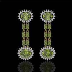 8.69 ctw Tourmaline & Diamond Earrings 14K Yellow Gold - REF-227M3G