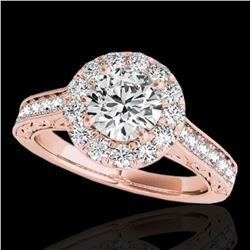 2.22 ctw Certified Diamond Solitaire Halo Ring 10k Rose Gold - REF-368G2W