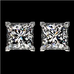 2.50 ctw VS/SI Quality Princess Diamond Stud Earrings 10k White Gold - REF-601M4G