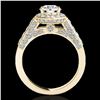 Image 2 : 2.56 ctw Certified Diamond Solitaire Halo Ring 10k Yellow Gold - REF-354R5K