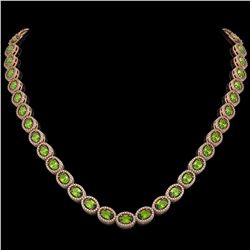 31.1 ctw Peridot & Diamond Micro Pave Halo Necklace 10k Rose Gold - REF-600F2M