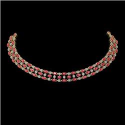 56.93 ctw Tourmaline & Diamond Necklace 10K Yellow Gold - REF-709M3G