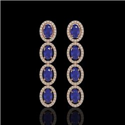 6.47 ctw Sapphire & Diamond Micro Pave Halo Earrings 10k Rose Gold - REF-143M6G