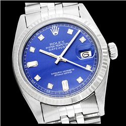 Rolex Men's Stainless Steel, QuickSet, Diamond Dial with Fluted Bezel