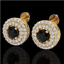 1.40 ctw Micro VS/SI Diamond Designer Earrings DOUBLE 18k Yellow Gold - REF-84N9F