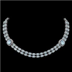 38.95 ctw Sky Topaz & Diamond Necklace 14K White Gold - REF-527F3M