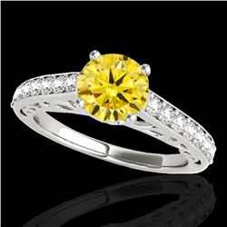 1.4 ctw Certified SI/I Fancy Intense Yellow Diamond Ring 10k White Gold - REF-190K9Y