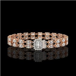 13.04 ctw Emerald Cut & Oval Diamond Bracelet 18K Rose Gold - REF-1261G9W