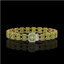 16.97 ctw Tourmaline & Diamond Bracelet 14K Yellow Gold - REF-236H4R