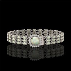 24.2 ctw Opal & Diamond Bracelet 14K White Gold - REF-342M9G