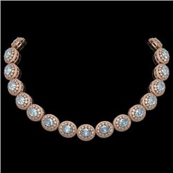 90.5 ctw Aquamarine & Diamond Victorian Necklace 14K Rose Gold - REF-3020F2M