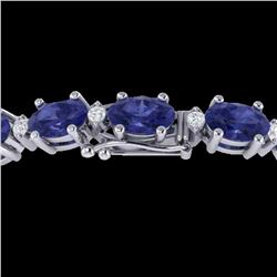 19.7 ctw Tanzanite & VS/SI Diamond Eternity Bracelet 10k White Gold - REF-178H2R