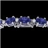 Image 1 : 19.7 ctw Tanzanite & VS/SI Diamond Eternity Bracelet 10k White Gold - REF-178H2R