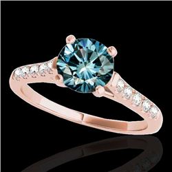 1.45 ctw SI Certified Fancy Blue Diamond Solitaire Ring 10k Rose Gold - REF-163G6W