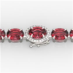 27 ctw Pink Tourmaline & VS/SI Diamond Micro Bracelet 14k White Gold - REF-292K5Y