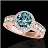 Image 1 : 2.1 ctw SI Certified Fancy Blue Diamond Solitaire Halo Ring 10k Rose Gold - REF-170X5A