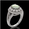 Image 2 : 3.93 ctw Certified Opal & Diamond Victorian Ring 14K White Gold - REF-149W3H