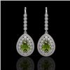 Image 1 : 9.95 ctw Tourmaline & Diamond Victorian Earrings 14K White Gold - REF-318H4R