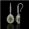 Image 2 : 9.95 ctw Tourmaline & Diamond Victorian Earrings 14K White Gold - REF-318H4R
