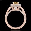 Image 3 : 2.8 ctw Intense Fancy Yellow Diamond Art Deco Ring 18k Rose Gold - REF-427Y3X
