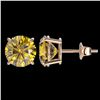 Image 2 : 3 ctw Certified Intense Yellow Diamond Stud Earrings 10k Rose Gold - REF-527M8G