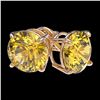 Image 3 : 3 ctw Certified Intense Yellow Diamond Stud Earrings 10k Rose Gold - REF-527M8G